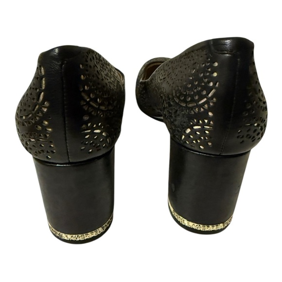 Elegant Black Laser-Cut Women's Heels - Picture 12 of 13